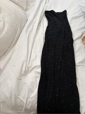 Asta Resort Black Sequin Strapless Maxi Dress